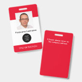 Rode pasfoto naam badge (Voor- en achterkant)