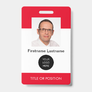 Rode pasfoto naam badge