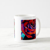 Rode passie roos originele waterverf kunst koffiemok (Voorkant rechts)