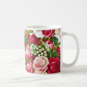  rode pastelroze rozen botanische bloemen koffiemok