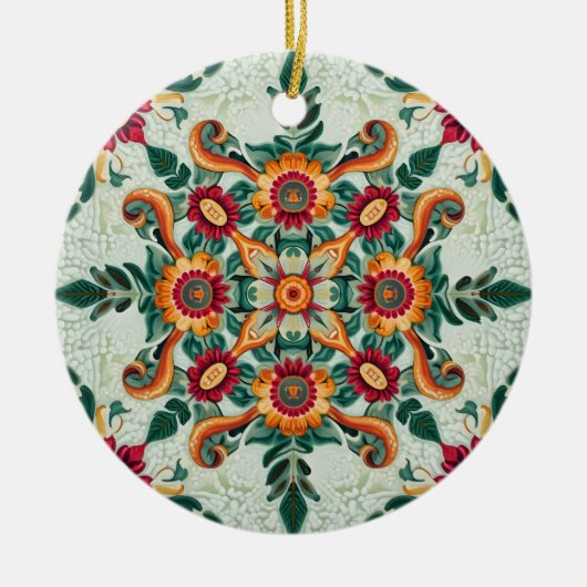 rode patchwork keramisch ornament (Voorkant)