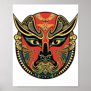 Rode Peking Opera Mask Chinees Theater Kunst Poste Poster
