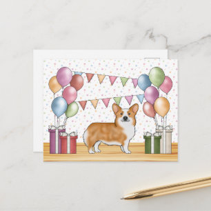 Rode Pembroke Welsh Corgi Kleurrijke Pastel Verjaa Briefkaart