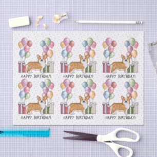 Rode Pembroke Welsh Corgi Kleurrijke Verjaardag Tissuepapier