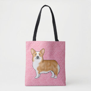 Rode Pembroke Welsh Corgi Liefdeshartpatroon Roze Draagtas