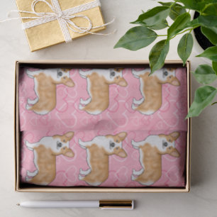 Rode Pembroke Welsh Corgi Liefdeshartpatroon Roze Tissuepapier