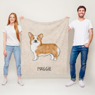 Rode Pembroke Welsh Corgi Lieve Hond Met Aangepast Fleece Deken