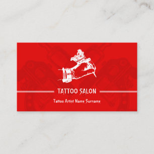 Rode pen minimalistische moderne tattoo visitekaartje