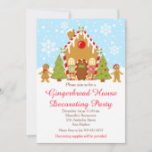 Rode peperkoek huis decoreren kerstfeest kaart (Voorkant)