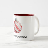 Rode pepermunt kerstversiering tweekleurige koffiemok (Voorkant rechts)