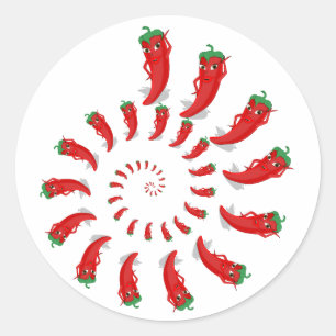 Rode pepper diva spiraalvormige klastische ronde s sticker