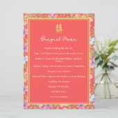 Rode Peranakan bloemen dubbel xi Chinese bruiloft Menu (Staand voorkant)