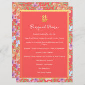 Rode Peranakan bloemen dubbel xi Chinese bruiloft Menu (Voorkant / Achterkant)