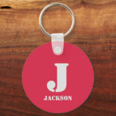 Rode Persoonlijke Monogram Sleutelhanger (Voorkant)