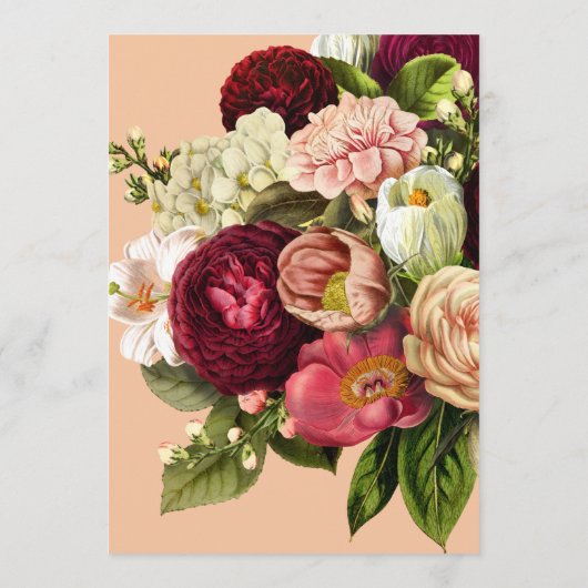 Rode perzik Bloemen Begrafenis Aankondiging (Achterkant)