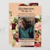 Rode perzik Bloemen Begrafenis Aankondiging (Voorkant / Achterkant)