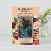 Rode perzik Bloemen Begrafenis Aankondiging (Staand voorkant)