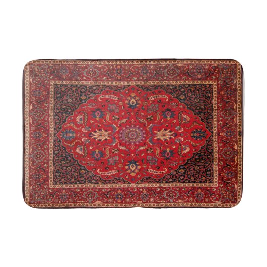 Rode Perzische Rug uit Mashhad Bath Mat (Voorkant)