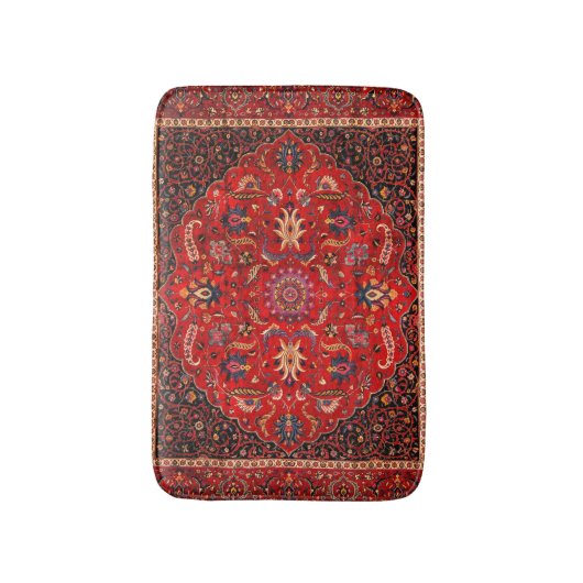 Rode Perzische Rug uit Mashhad Bath Mat (Voorkant Verticaal)