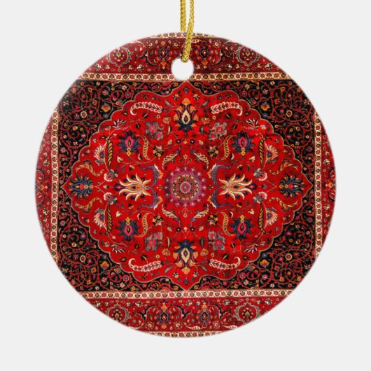 Rode Perzische Rug uit Mashhad Keramisch Ornament (Voorkant)