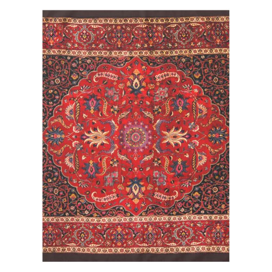 Rode Perzische Rug uit Mashhad Tafelkleed (Voorkant)