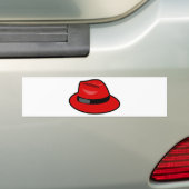 Rode Pet Fedora Bumpersticker (Op auto)