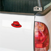 Rode Pet Fedora Bumpersticker (Op Truck)