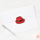 Rode Pet Fedora Ronde Sticker (Envelop)