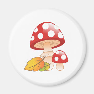 Rode Pet paddestoelen met bladeren Magneet