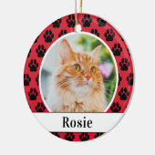 Rode pet schildert Afdrukken Aangepaste Kat Naam F Keramisch Ornament (Links)