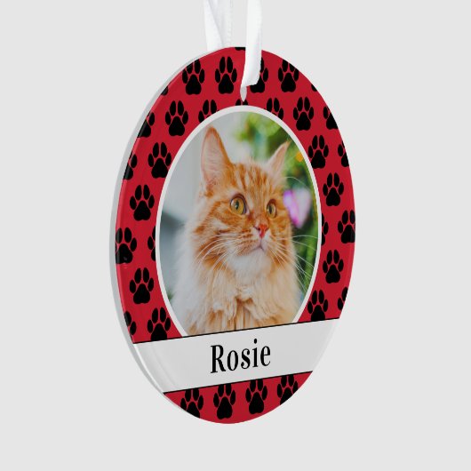 Rode pet schildert Afdrukken Aangepaste Kat Naam F Ornament (voorkant)