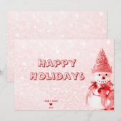 Rode Pet Sneeuwman Vakantie Kerstmis Kaart (Voorkant / Achterkant)