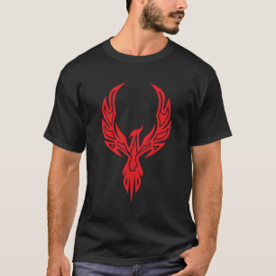 Rode Phoenix Fire Bird Symbol Magic Fantasy Circle T-shirt