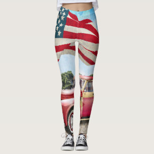 Rode pick-up truck: Amerikaanse vlag Leggings