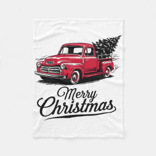 Rode pick-uptruck kerstboom Vintage Kerstmis Fleece Deken