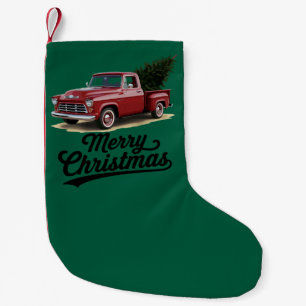 Rode pick-uptruck kerstboom vintage Kerstmis Kleine Kerstsok