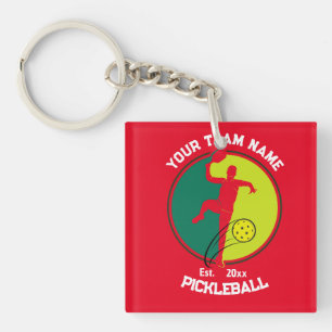 Rode Pickleball Club Team Speler Pickler Custom Sleutelhanger