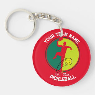 Rode Pickleball Club Team Speler Pickler Custom Sleutelhanger