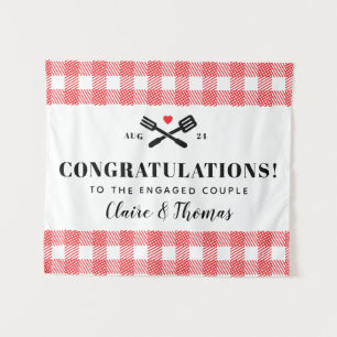 Rode Picknick Plaid Doek I Do BBQ Felicitaties Wandkleed
