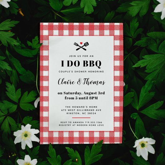 Rode Picknick Plaid Doek I Do BBQ Uitnodiging