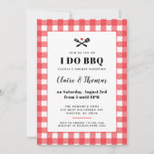 Rode Picknick Plaid Doek I Do BBQ Uitnodiging (Voorkant)