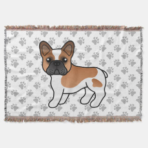 Rode Piebald Franse Bulldog Schattige Cartoon Hond Deken