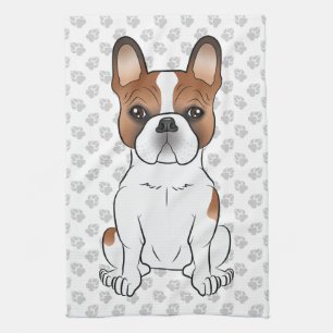 Rode Piebald Franse Bulldog Schattige Cartoon Hond Theedoek