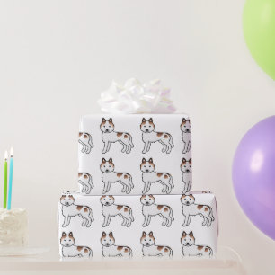 Rode Piebald Siberische Husky Mooie Hond Patroon Cadeaupapier