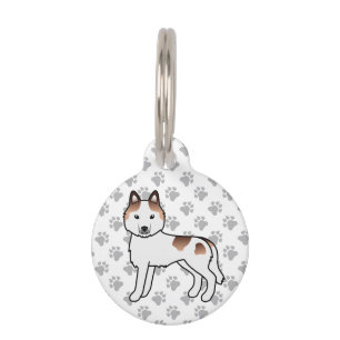 Rode Piebald Siberische Husky Schattige Cartoon Ho Huisdierpenning