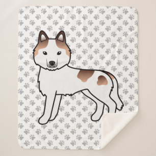 Rode Piebald Siberische Husky Schattige Cartoon Ho Sherpa Deken