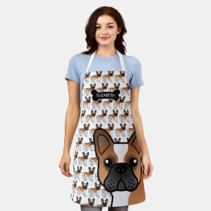 Rode Pied Franse Bulldog Schattige Cartoon Hond & Schort