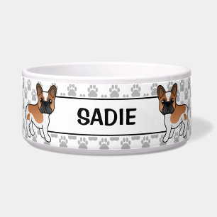Rode Pied Franse Bulldog Schattige Cartoon Hond & Voerbakje
