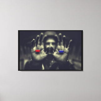 Rode Pil Blauwe Pil Moment Awaken Canvas Muur Kuns Afdruk