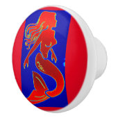 rode pin-up mermaid keramische knop (Rechts)